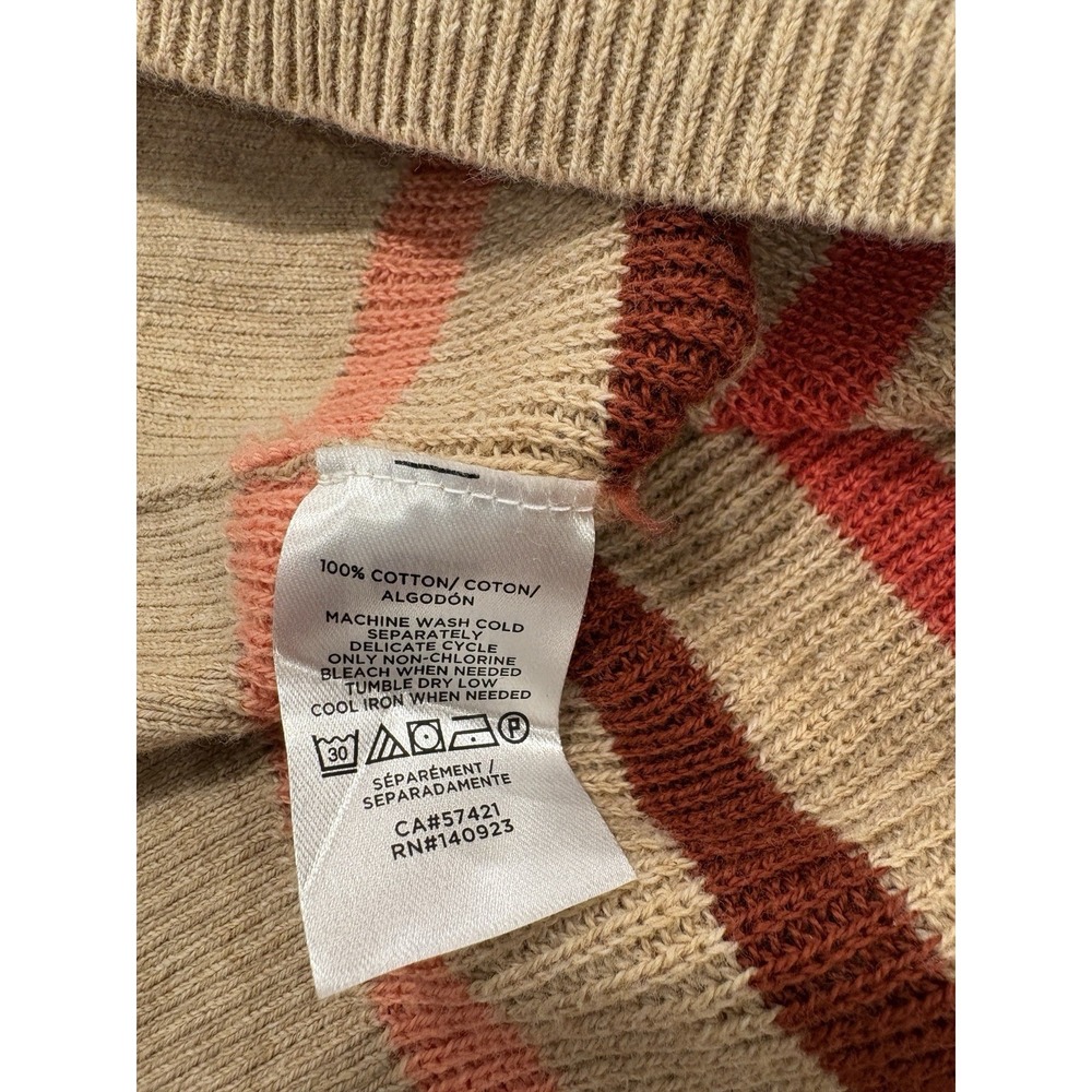 Loft Striped Sweater Sz M Crew Neck Cotton Minimalist Basic Capsule Neutral - Picture 6 of 6